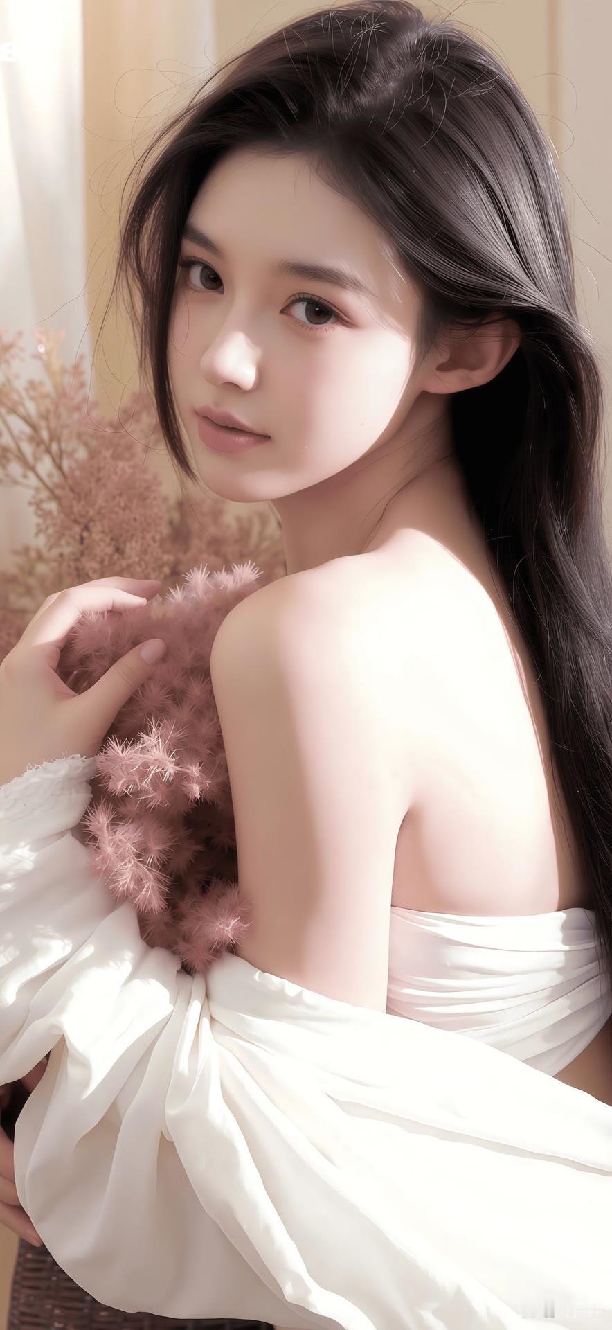 温柔少女与毛绒玩具的温馨时刻🌸💕