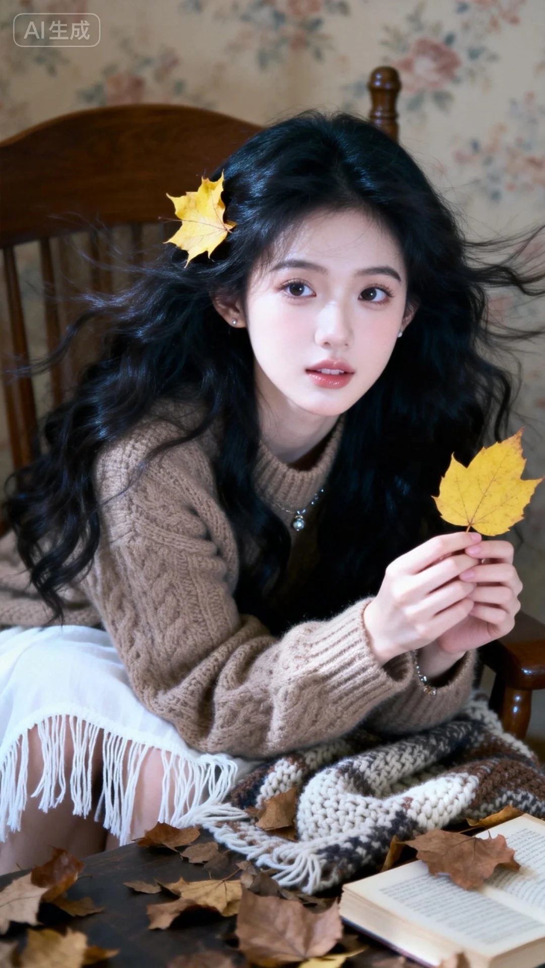 铺着复古老电影胶片切片的老照相馆背景旁爬满酒红花簇与墨棕藤蔓，复古CCD质感裹着