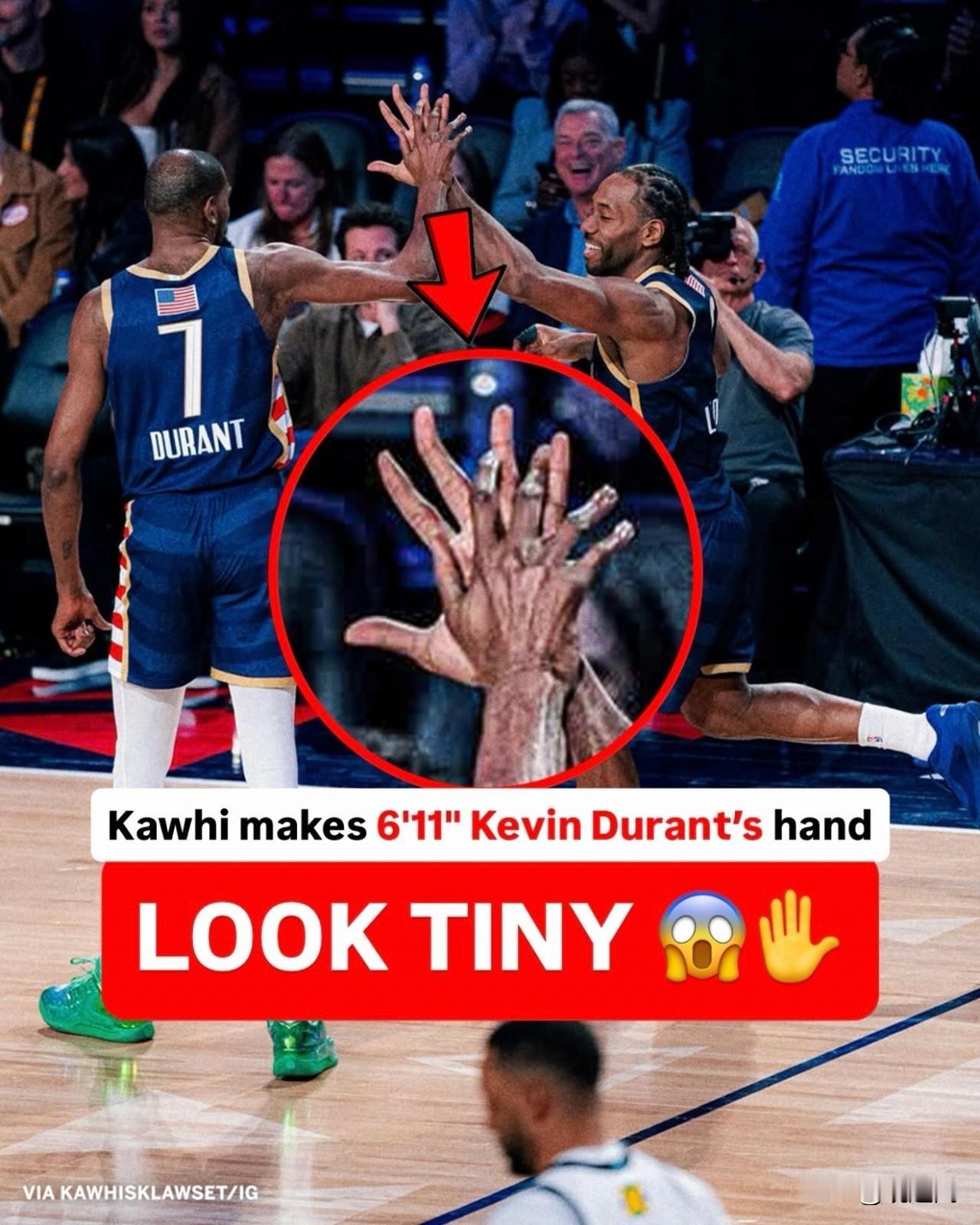 伦纳德不愧是“如来神掌”！

伦纳德的大手确实是NBA历史级别的身体天赋，比杜兰