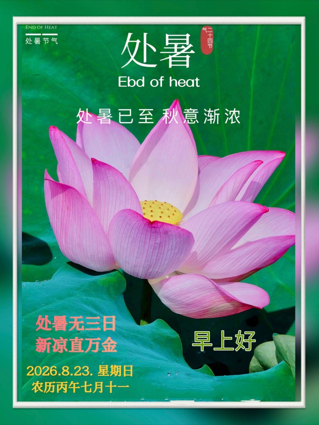 👭露凉月白入新秋👬☀️²⁰²⁶/8.23.  七月十一🏡🌻周日愉快, 福