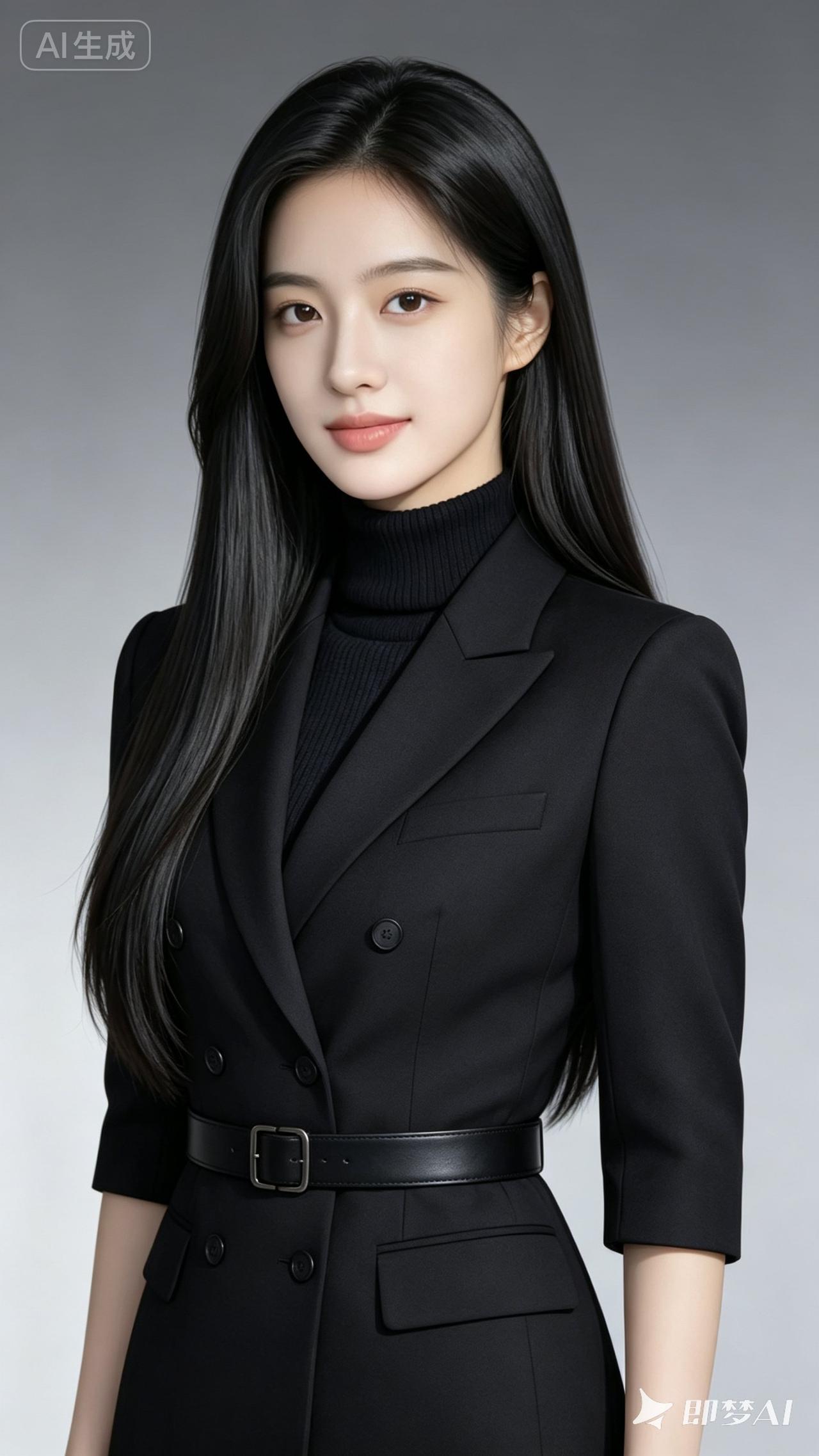 优雅黑西装，自信满满，职场女性魅力！
