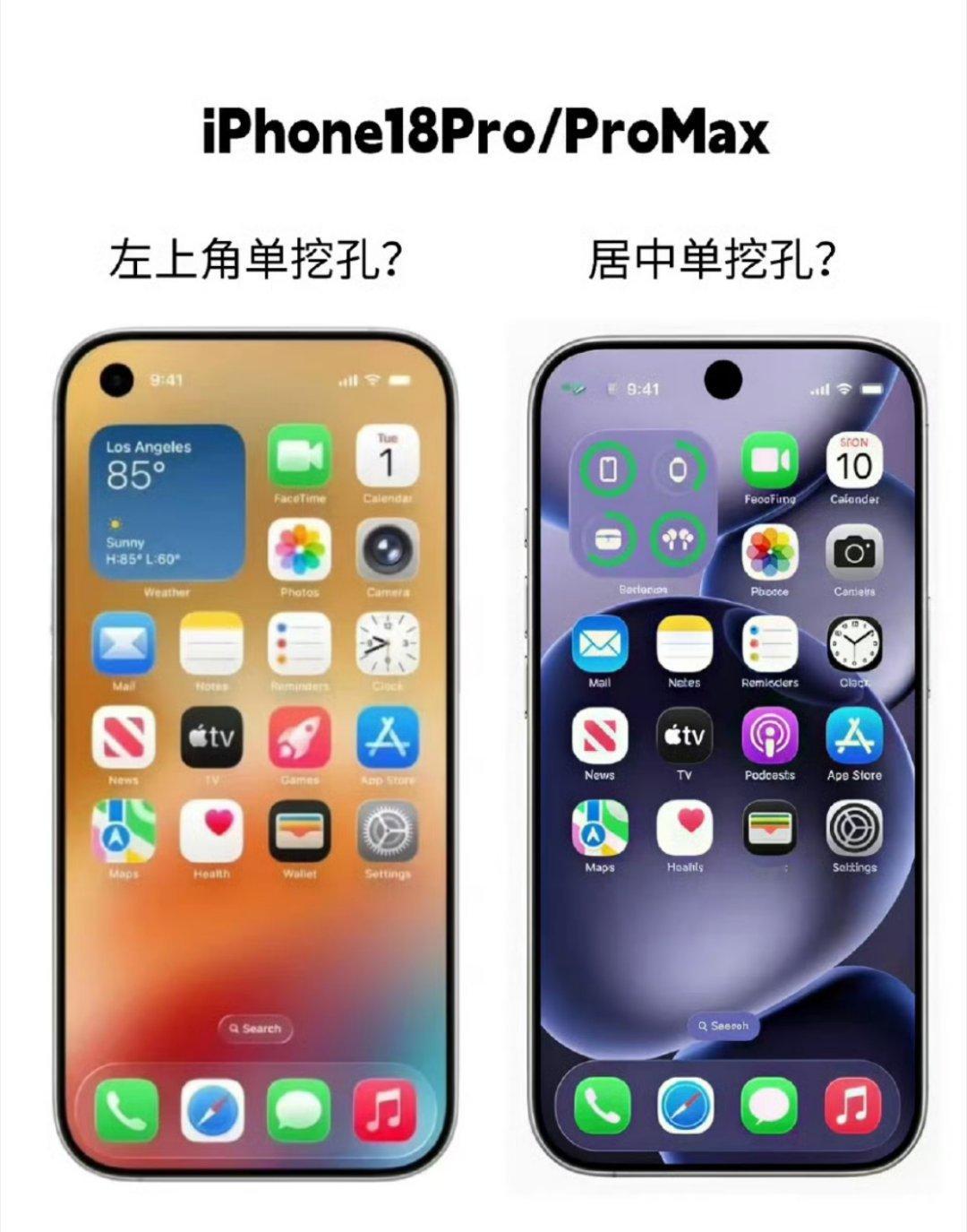 iPhone18Pro左上角挖孔设计估计左挖孔屏幕设计板上钉钉了，大家看习惯了吗