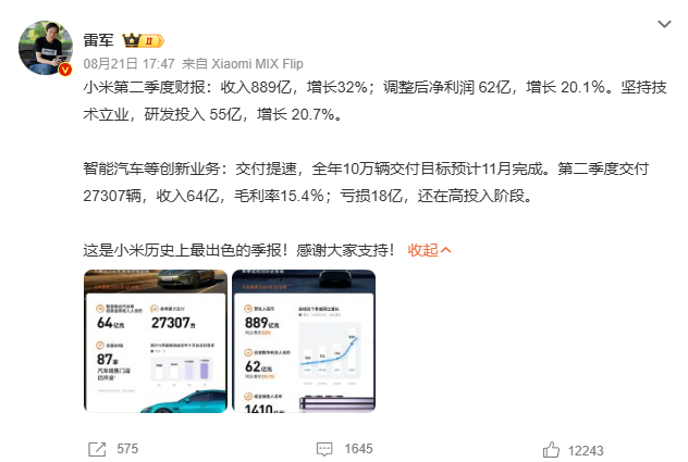 #小米卖一辆车亏6万多# 这雷总讲的是整个业务的亏损18亿吧，就类似前期投入、工