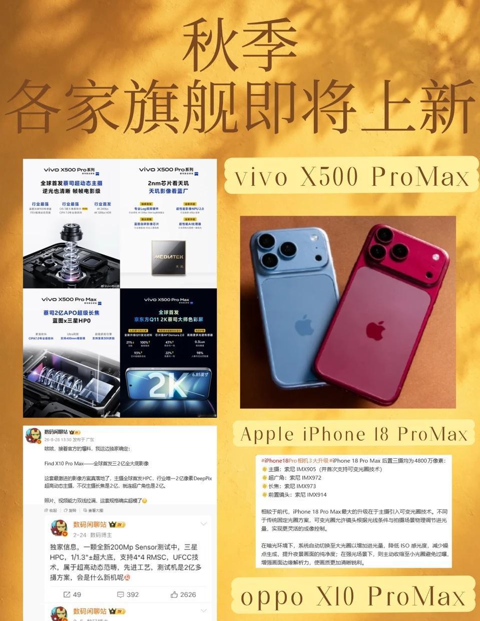 又到 9 月 数码圈的"春晚"来了
iPhone 18 Pro Max、vivo
