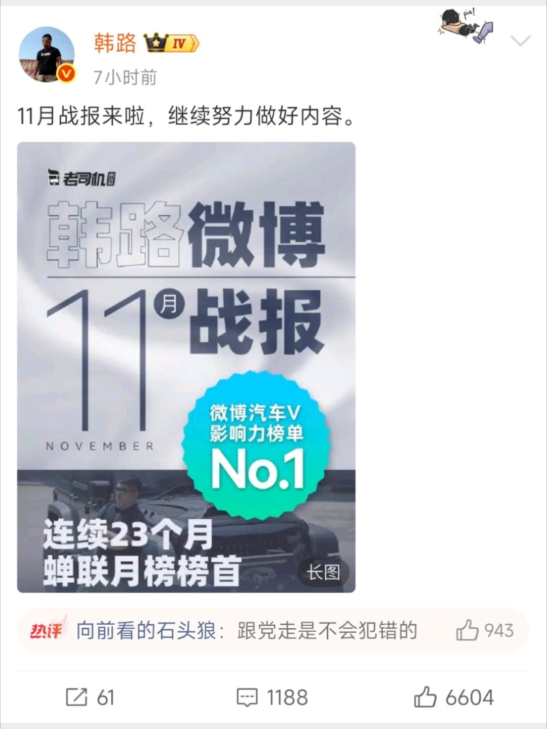 车圈双子星只剩韩路了。 