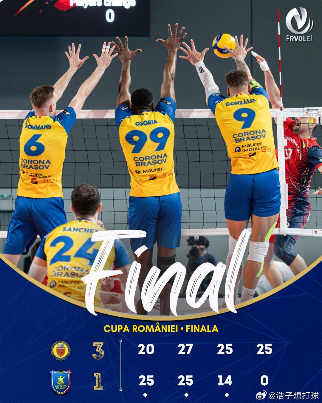 国际排坛动态 我说怎么刚才罗马尼亚男排杯决赛，布拉索夫以34-32赢下第四局即将