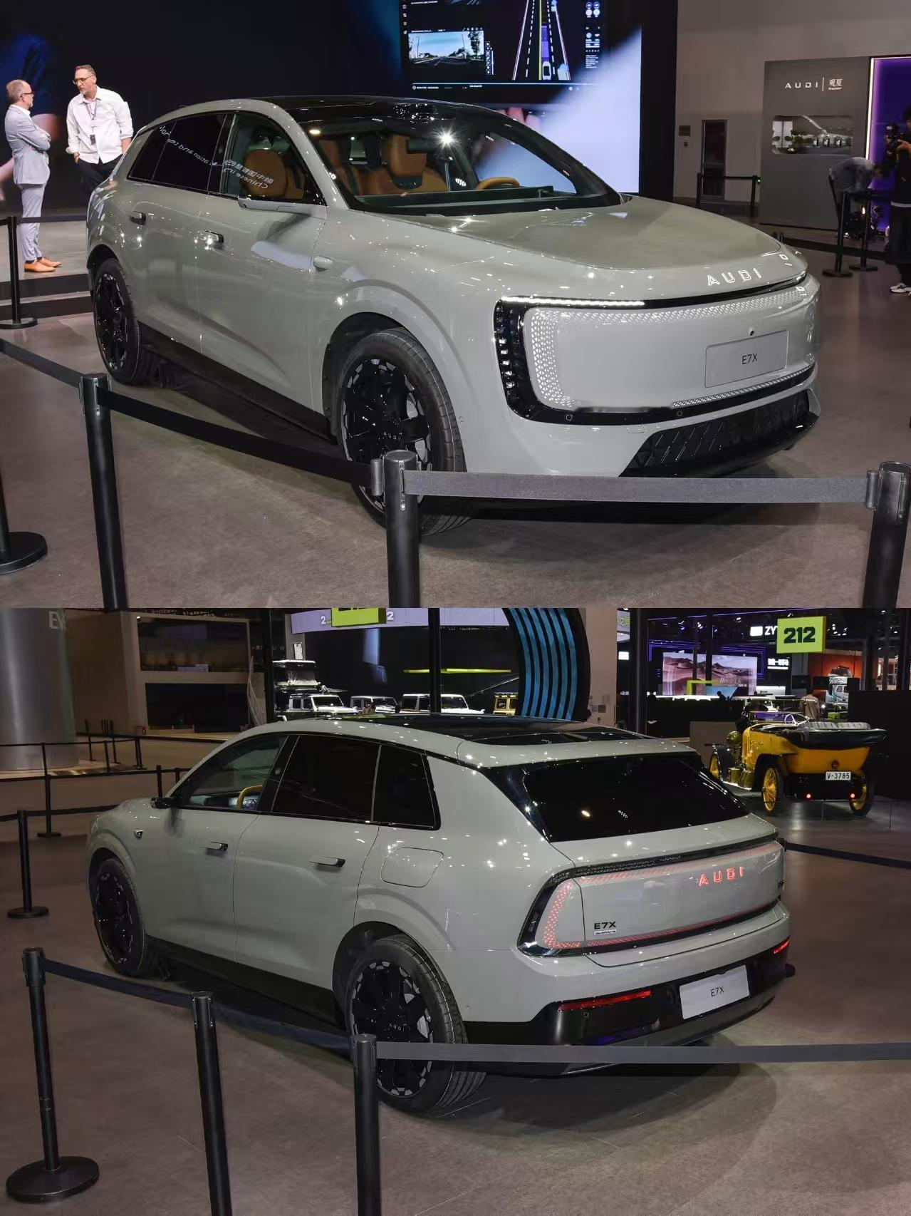奥迪E7X这车，我第一眼看到前脸那个发光的“AUDI”字母，说实话愣了一下——四