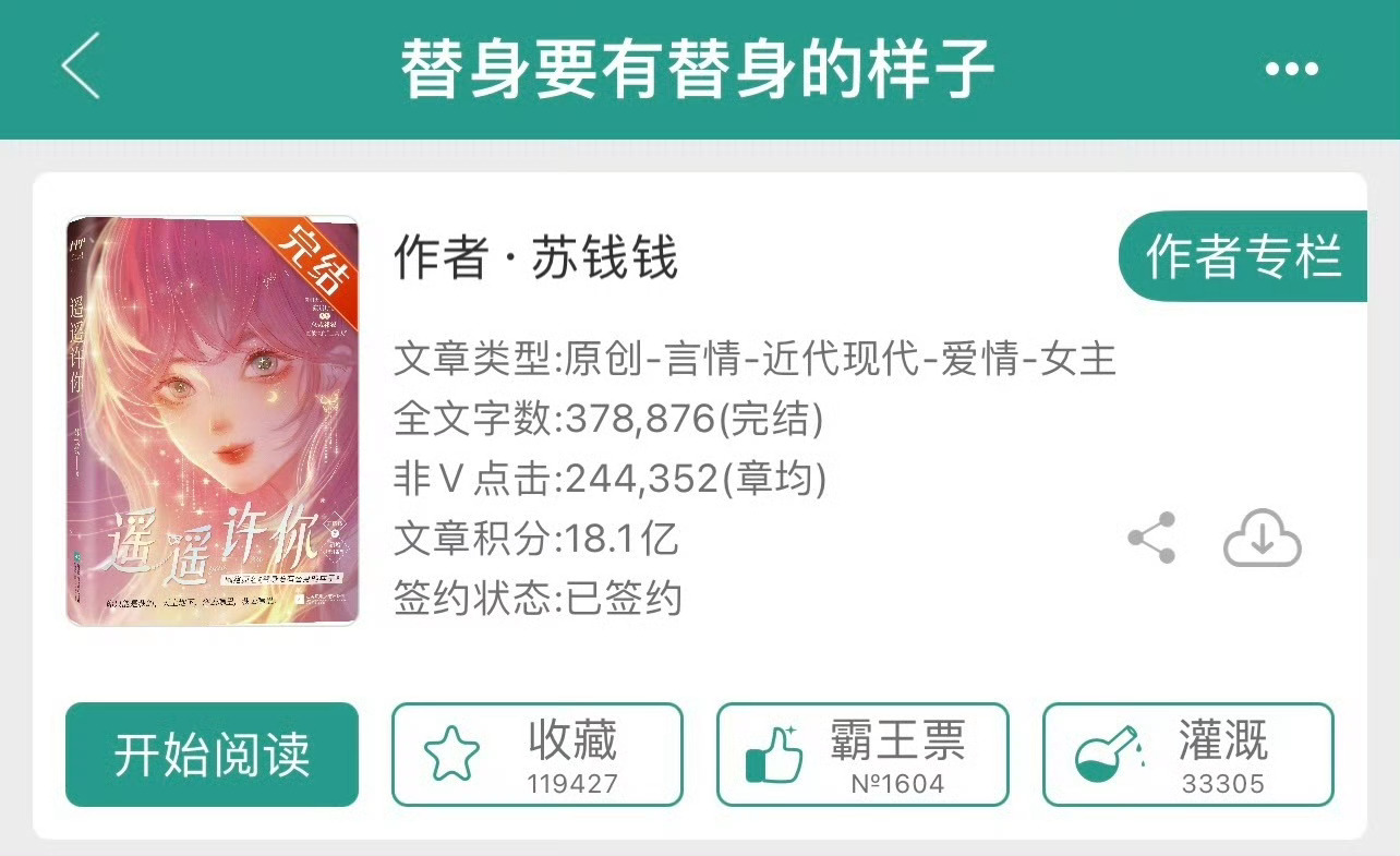 小说推荐：《替身要有替身的样子》 作者:苏钱钱简评：戏精女演员vs深情霸道总裁，