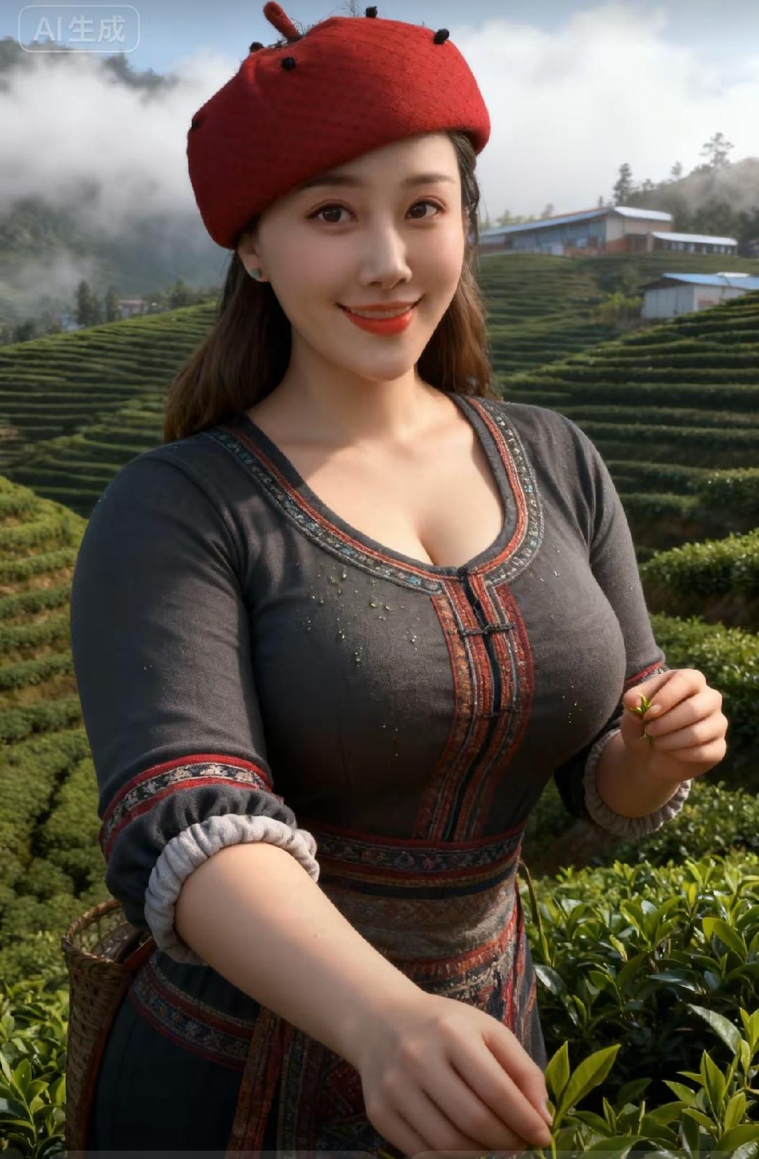 七绝●高山好茶  

高山遍野绿梯田，
雾绕云环现眼前。
采摘亲身来体验，
春茶