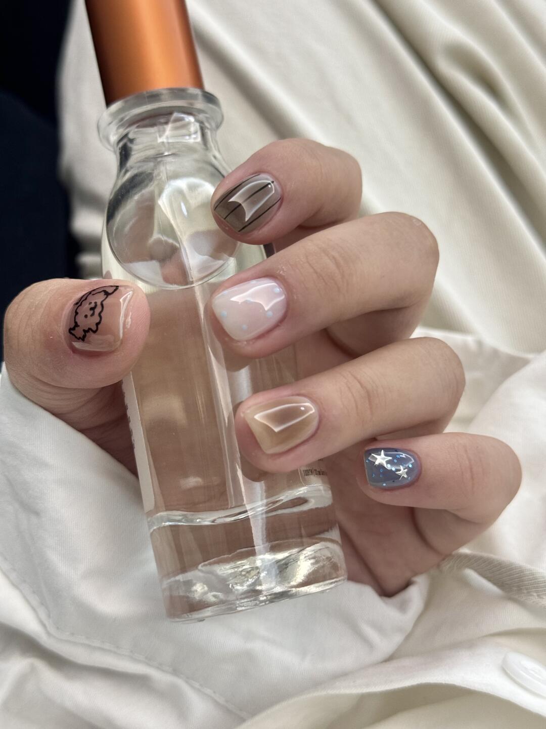 Nail share｜૮・ᴥ ・ა小狗清透夏日美甲🤍🫧🩵