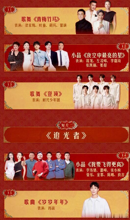 北京春晚老中青都照顾到了这节目单有点东西……光说第一页，蔡明老师我爸从小看到大、