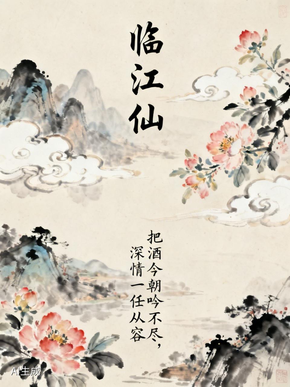 临江仙
把酒今朝吟不尽，
深情一任从容。
填词作赋乐难穷。
辛勤耕日夜，
欢笑醉