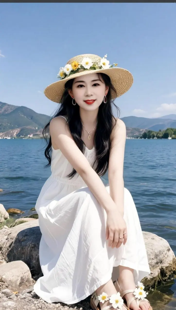 AI湖畔清新照 ai创作