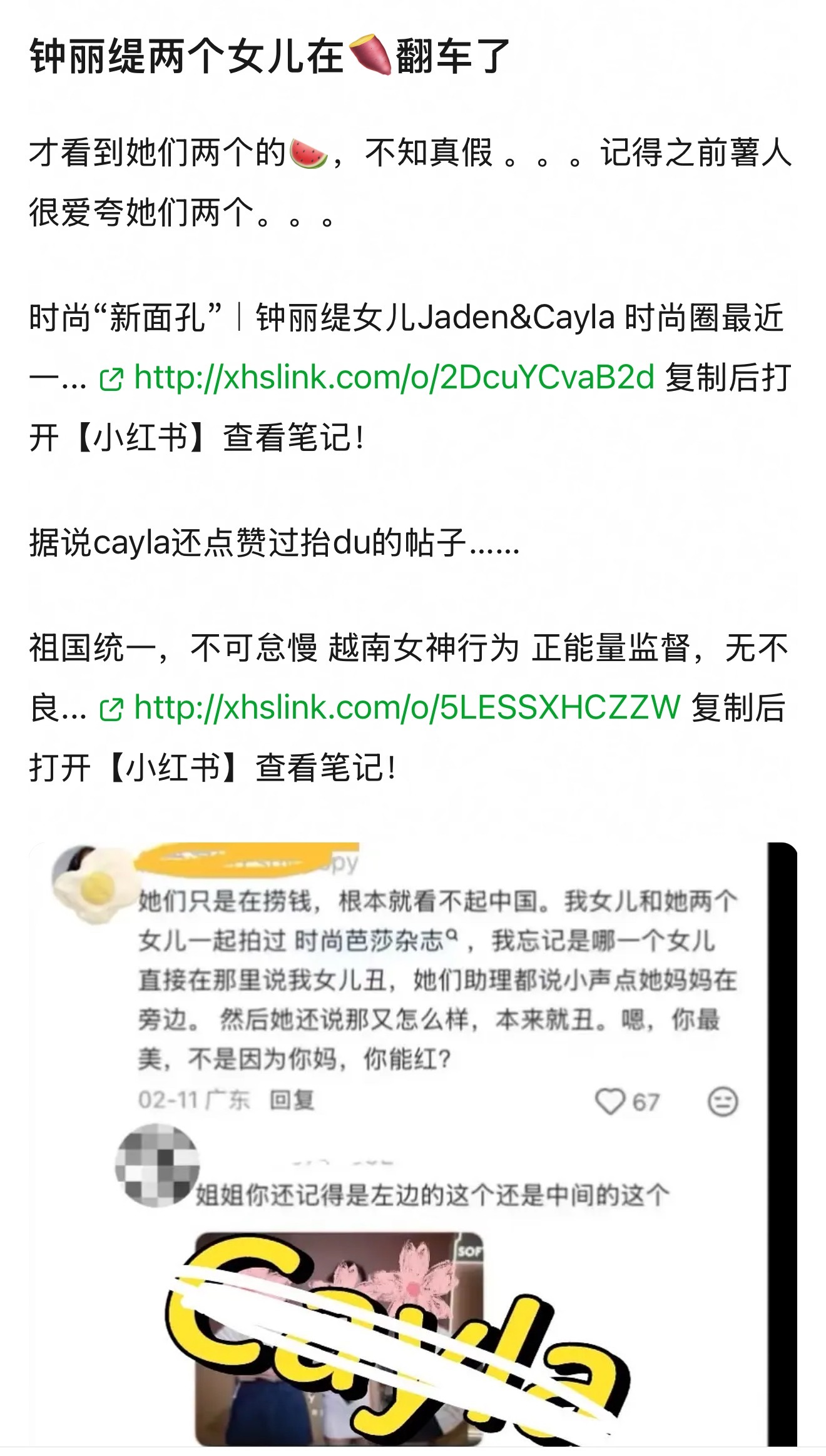 钟丽缇两个女儿在🍠翻车了，据说考拉脾气很差，在学校跟同组的学生起冲突，jade