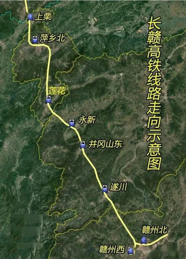 长赣高铁线路走向示意图
（江西段）
长赣高铁最大赢家是哪座城市呢？
长沙？萍乡？