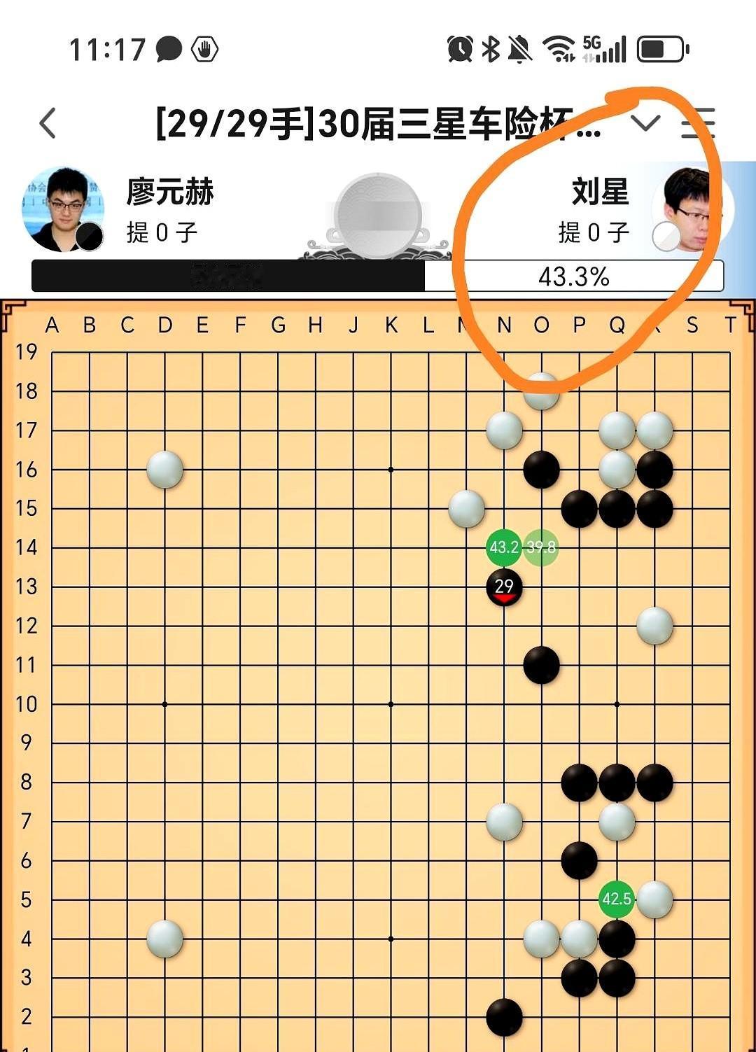 丁浩被“”刘星，冠军当场蒸发。

弈客一条推送把三星杯决赛写成“廖元赫 vs 刘