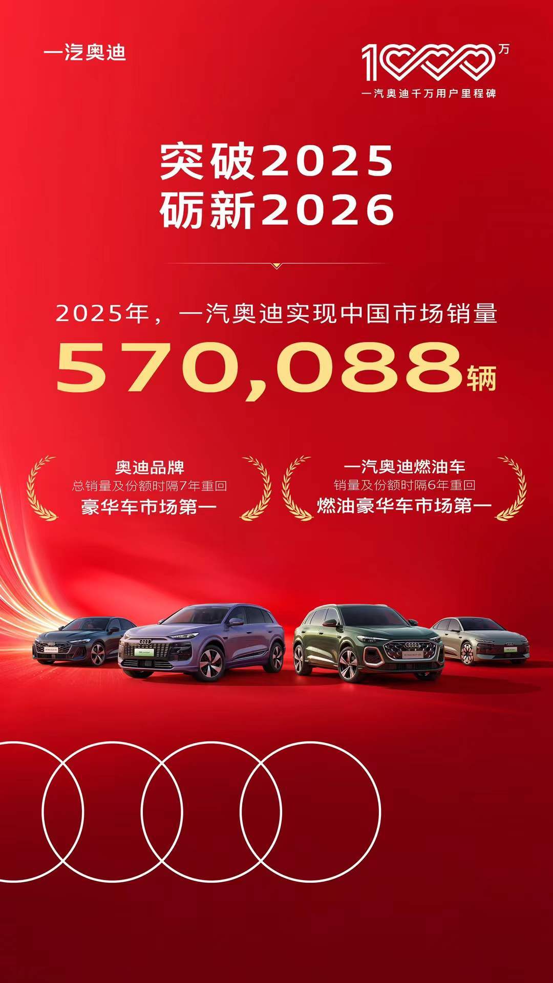 奥迪销量重回燃油豪华车第一名  在新能源渗透率超接近60%的环境下，奥迪的燃油车