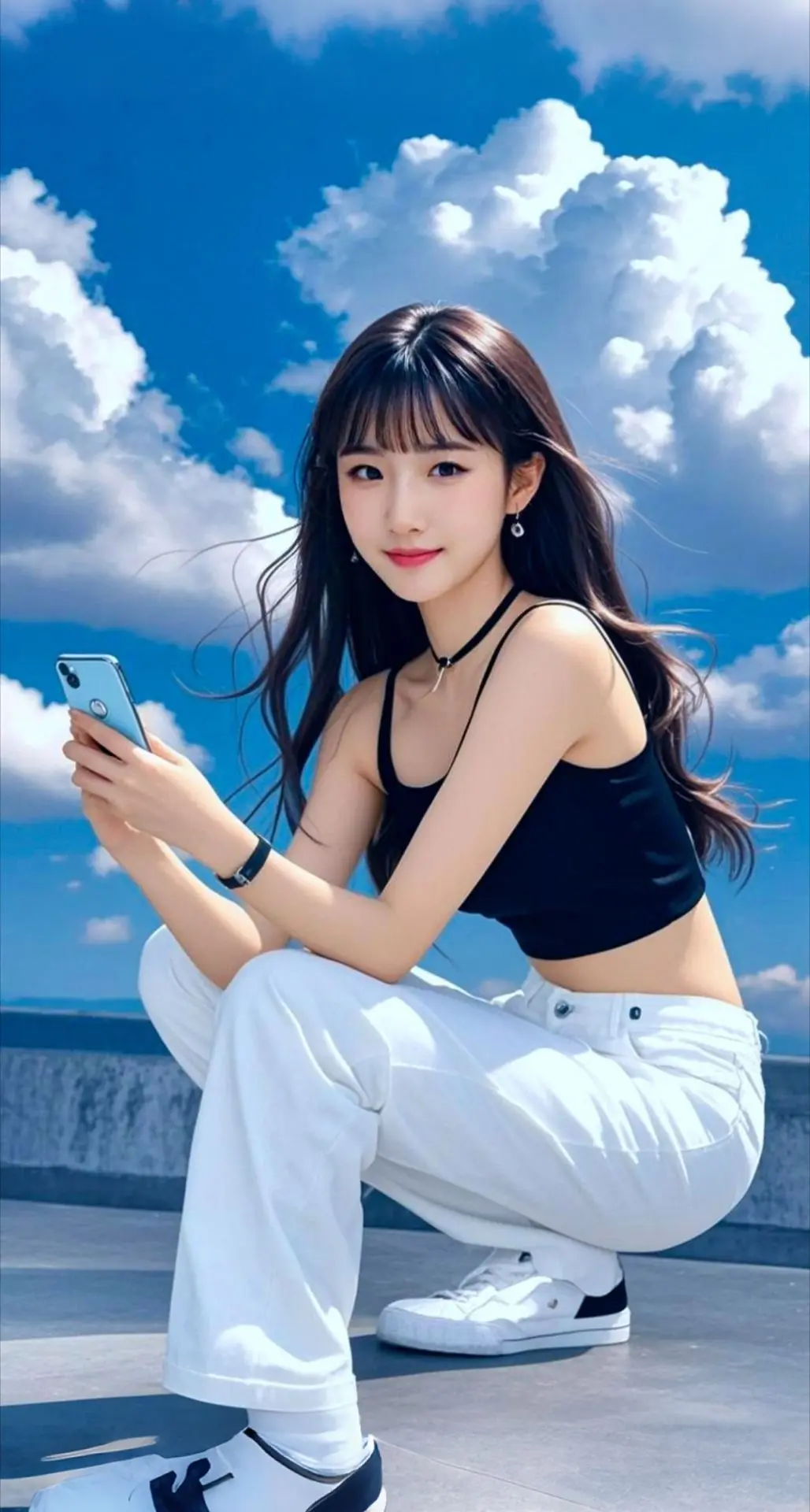 AI扩图 AI蓝天佳人