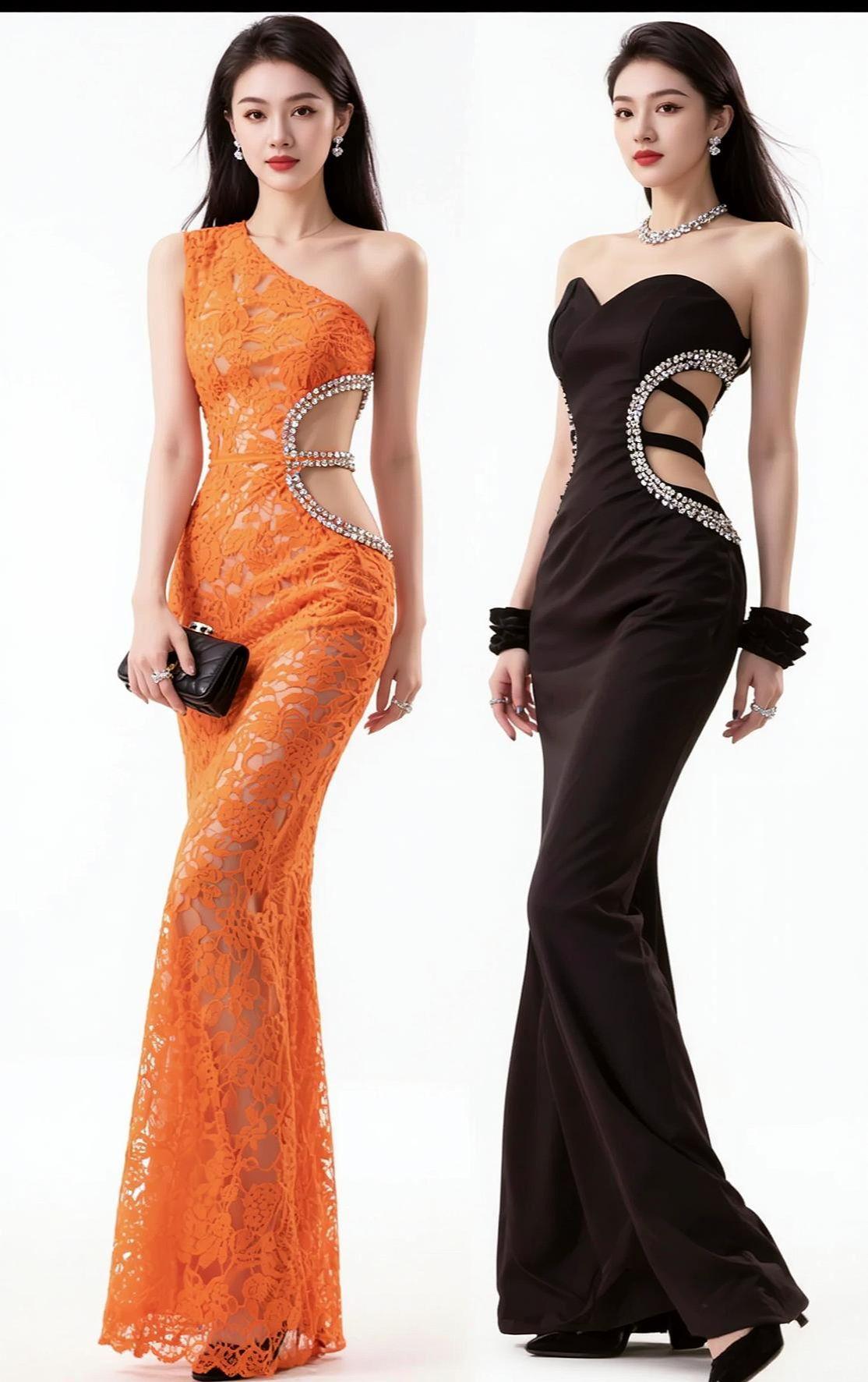 AI单肩晚礼写真 抖音ai创作 优雅气质 高定礼服 时尚写真