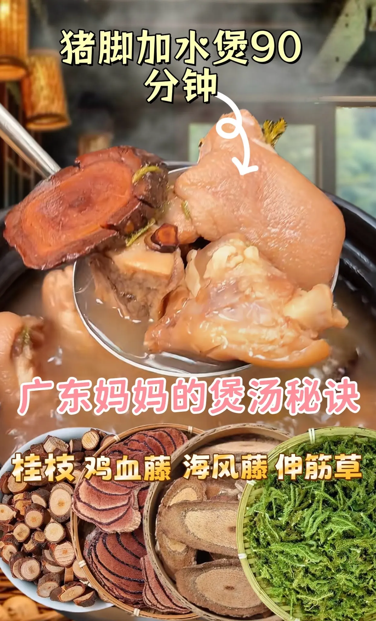 鸡血藤原来这样用效果这么好的，经常喝猪脚三藤汤一段时间，你就知道有多好了
