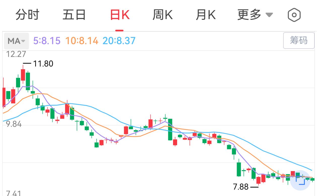 近期股票价格走势，反映出市场对一季度业绩的担忧。
由于公司连续亏损，公司股价已经