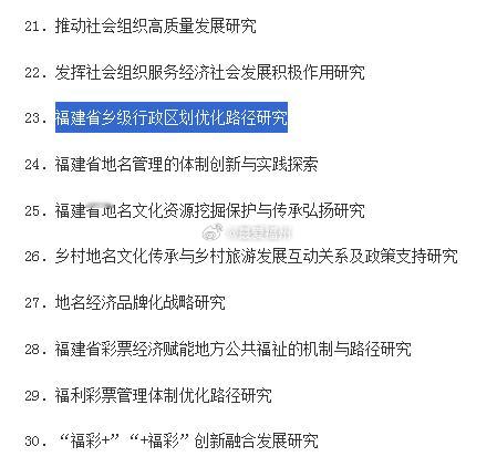 福建省乡级行政区划优化路径 列入了今年省厅研究选题