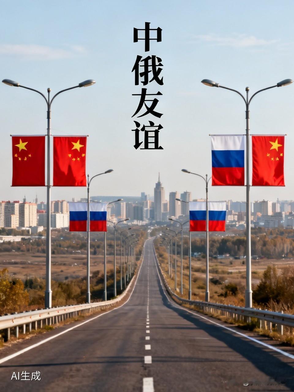 北京首都国际机场高速路两侧挂起中俄国旗，这景象太震撼了！从三元桥到T3航站楼，数