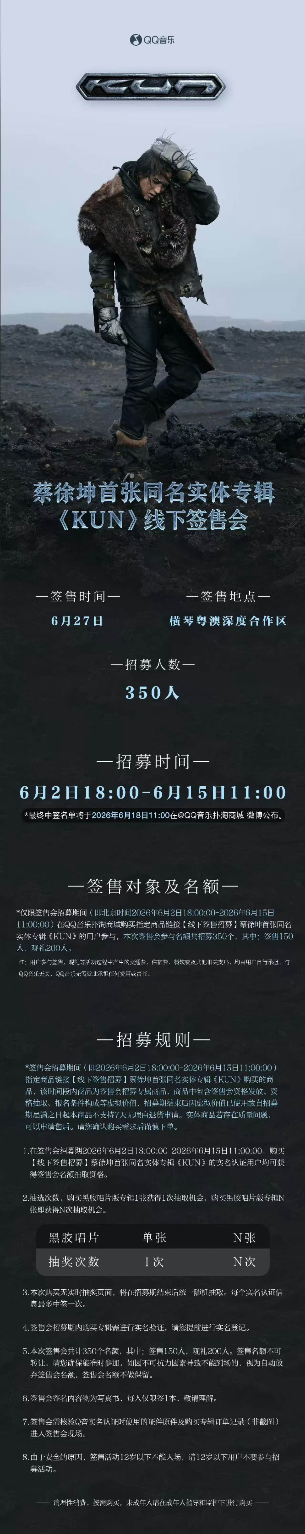 蔡徐坤签售会从编曲实验到实体精工，《KUN》是献给歌迷的艺术品，每个细节全是诚意