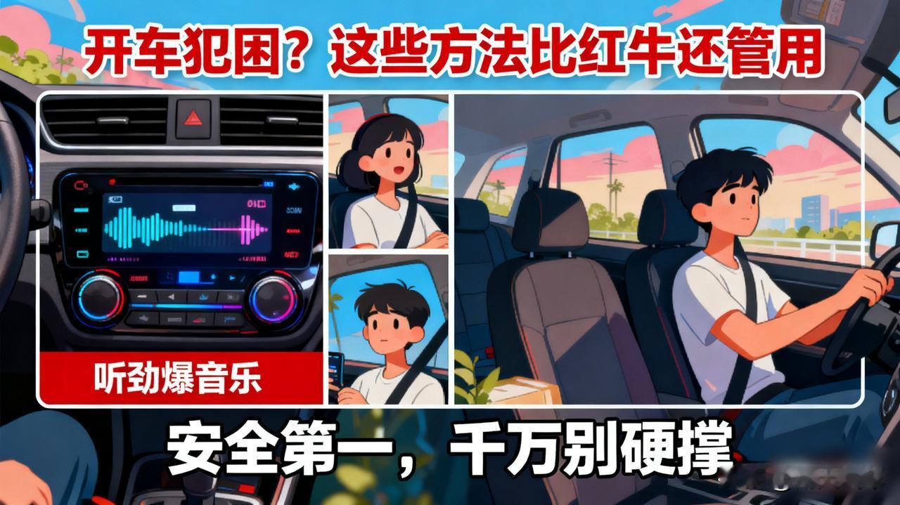 开车犯困怎么办？这几个提神方法比喝红牛还管用！

听劲爆音乐、抹点风油精、和服务