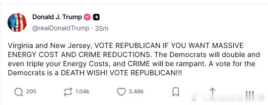 【黄金时代】川普为新泽西和弗吉尼亚共和党候选人背书第三弹：弗吉尼亚州和新泽西州的