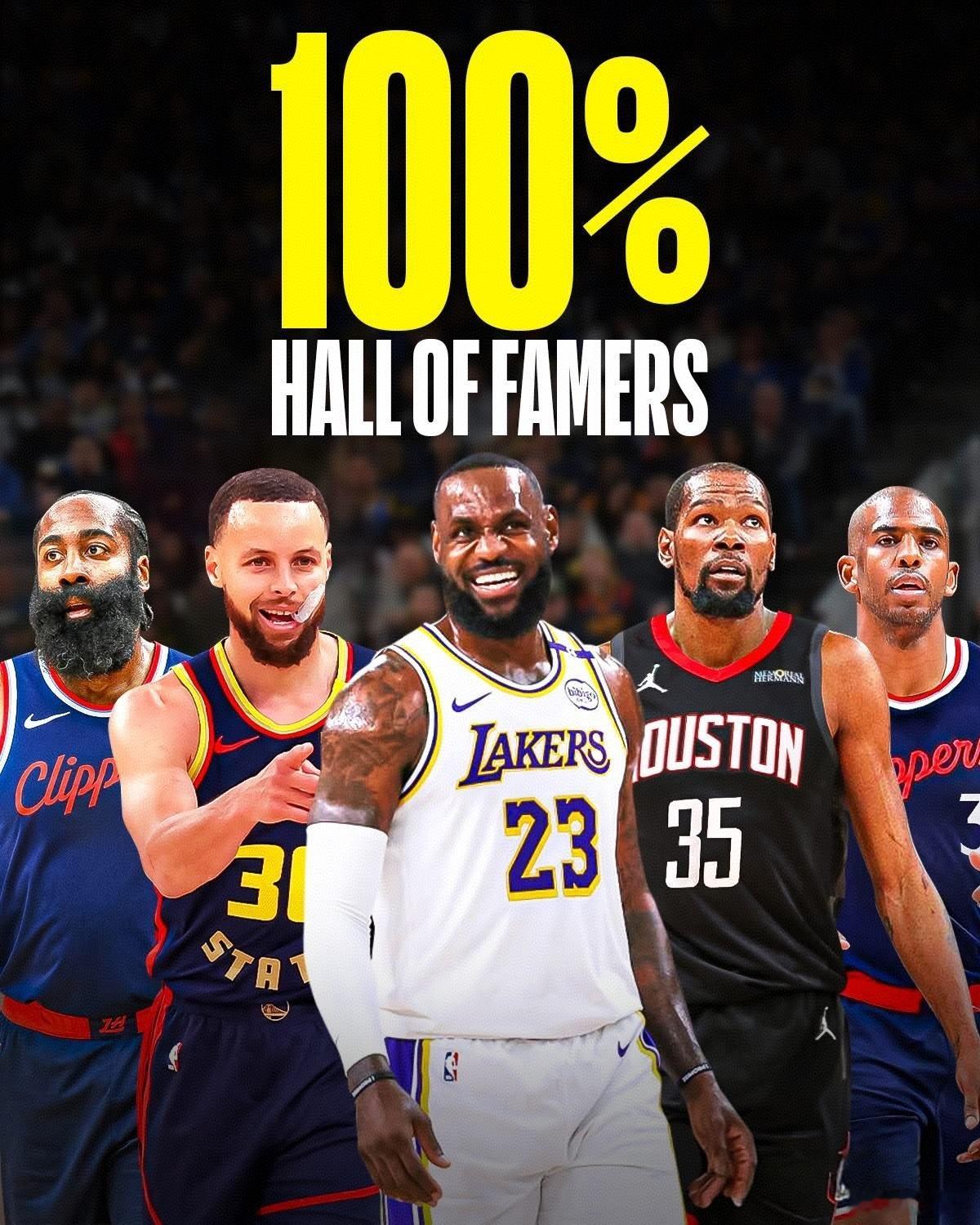 🏀 现役仅存的五位「铁定名人堂」球员 🔹 勒布朗·詹姆斯  🔹 凯文·杜兰
