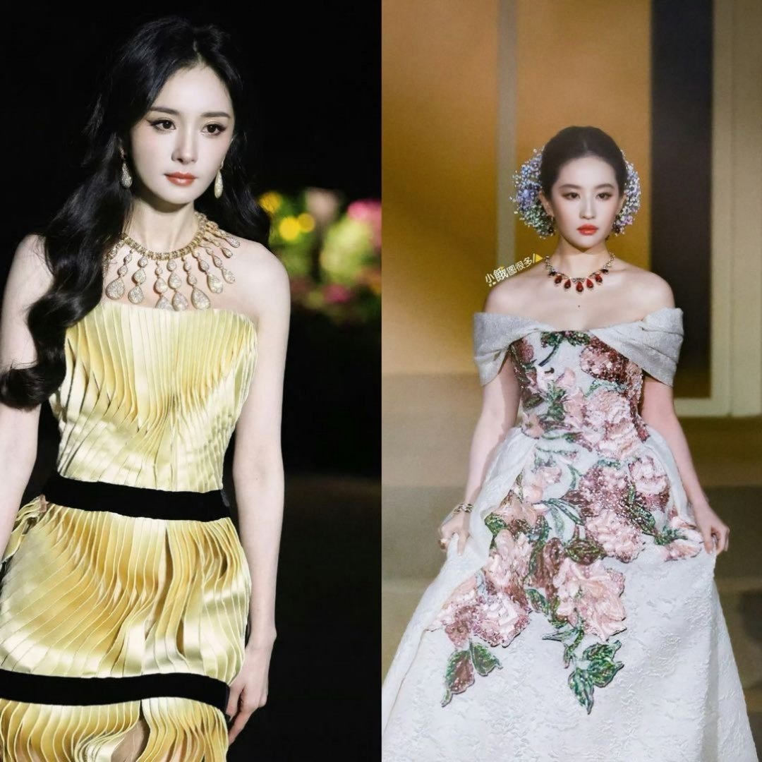 杨幂刘亦菲VOGUE红毯待遇 85花杨幂仙女姐姐刘亦菲参加VOGUE盛典，合影时