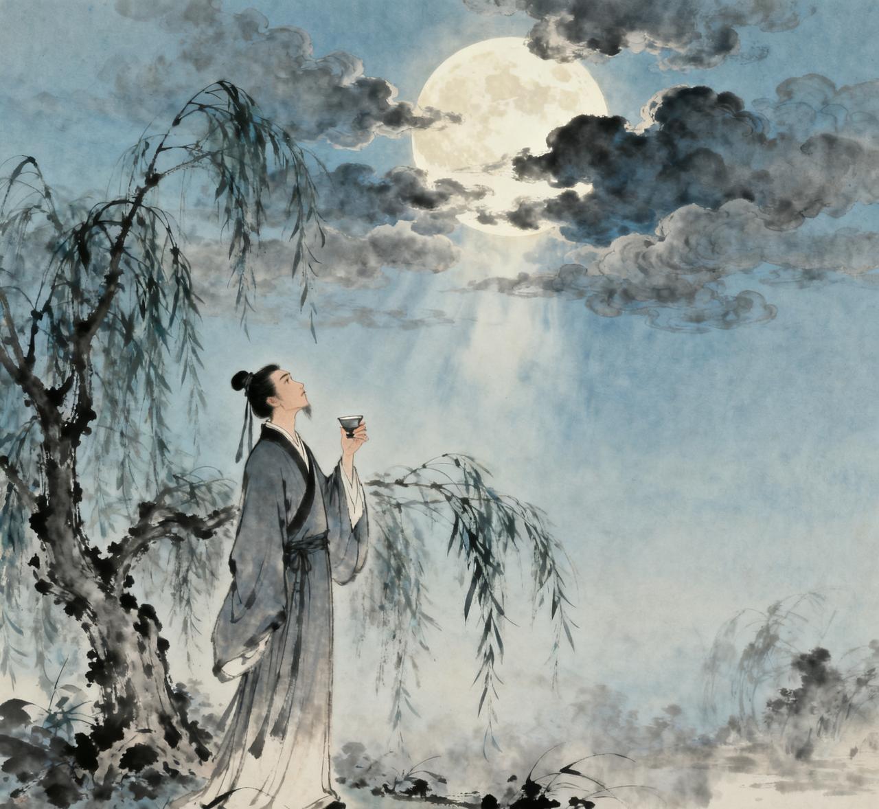 【浪淘沙·中秋】
………………………………………………
夜雨湿重楼，云遮月羞。