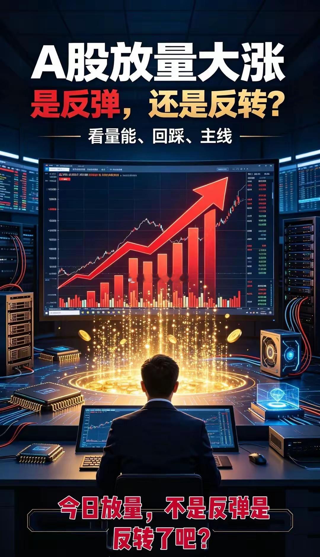 今天A股放量大涨，很多人在问：这是反转，增量资金进场，盘面情绪彻底回暖，算力硬件