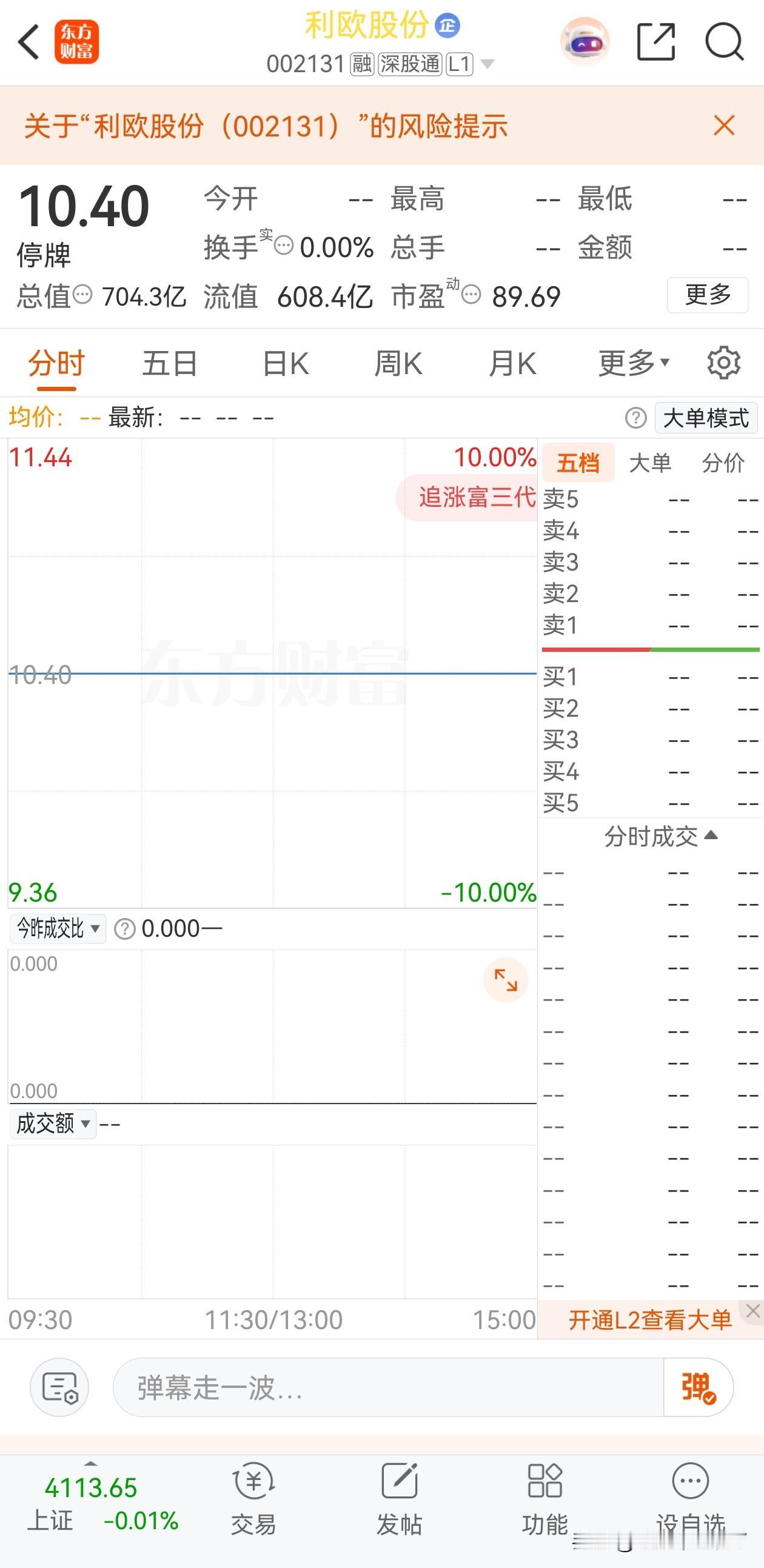 明天利欧就要复牌了！虽然我也在里面，持仓不是很多，但是明天大概率是一字地板没跑了