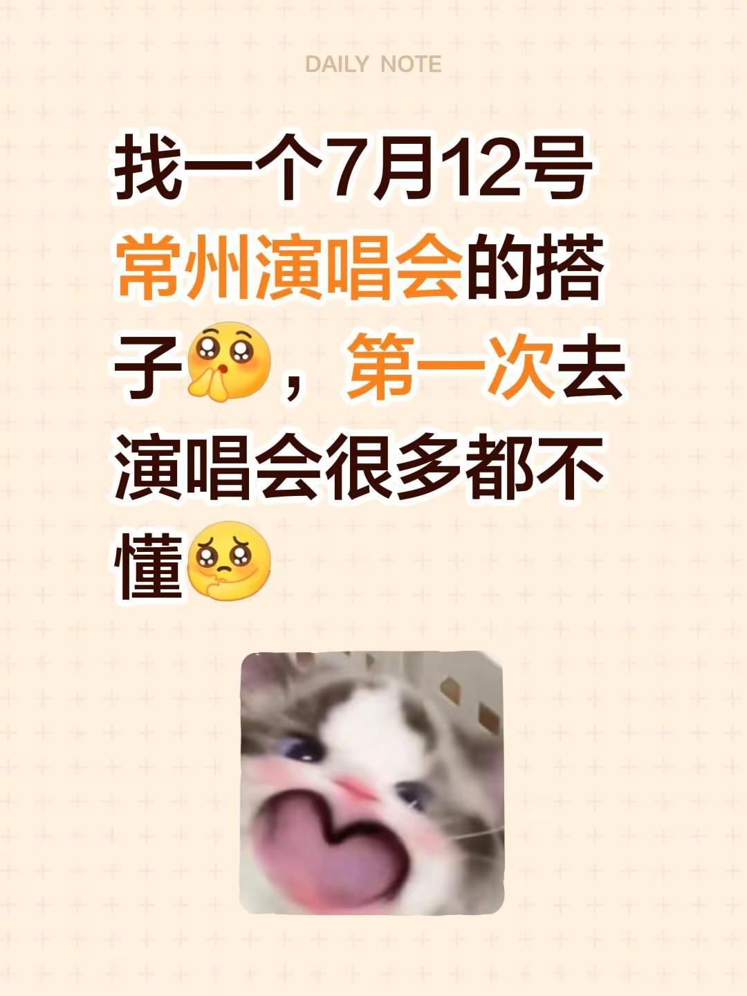 找一个7月12号常州演唱会的搭子，第一次去演唱会很多都不懂找搭子