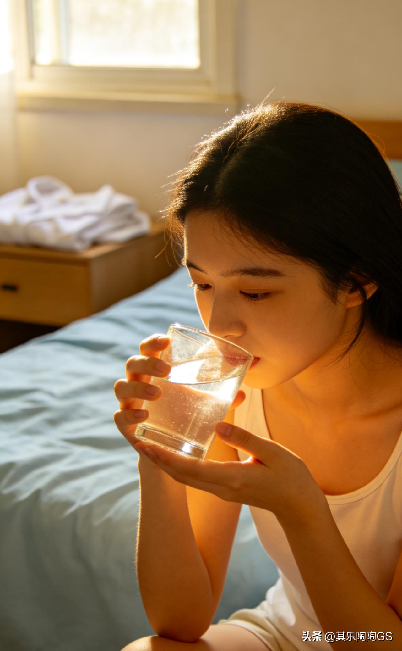 暖暖的睡了一觉
睁开眼，揉一揉眼皮，伸个懒腰
这个时候，妈妈走进来
手中拿着一杯