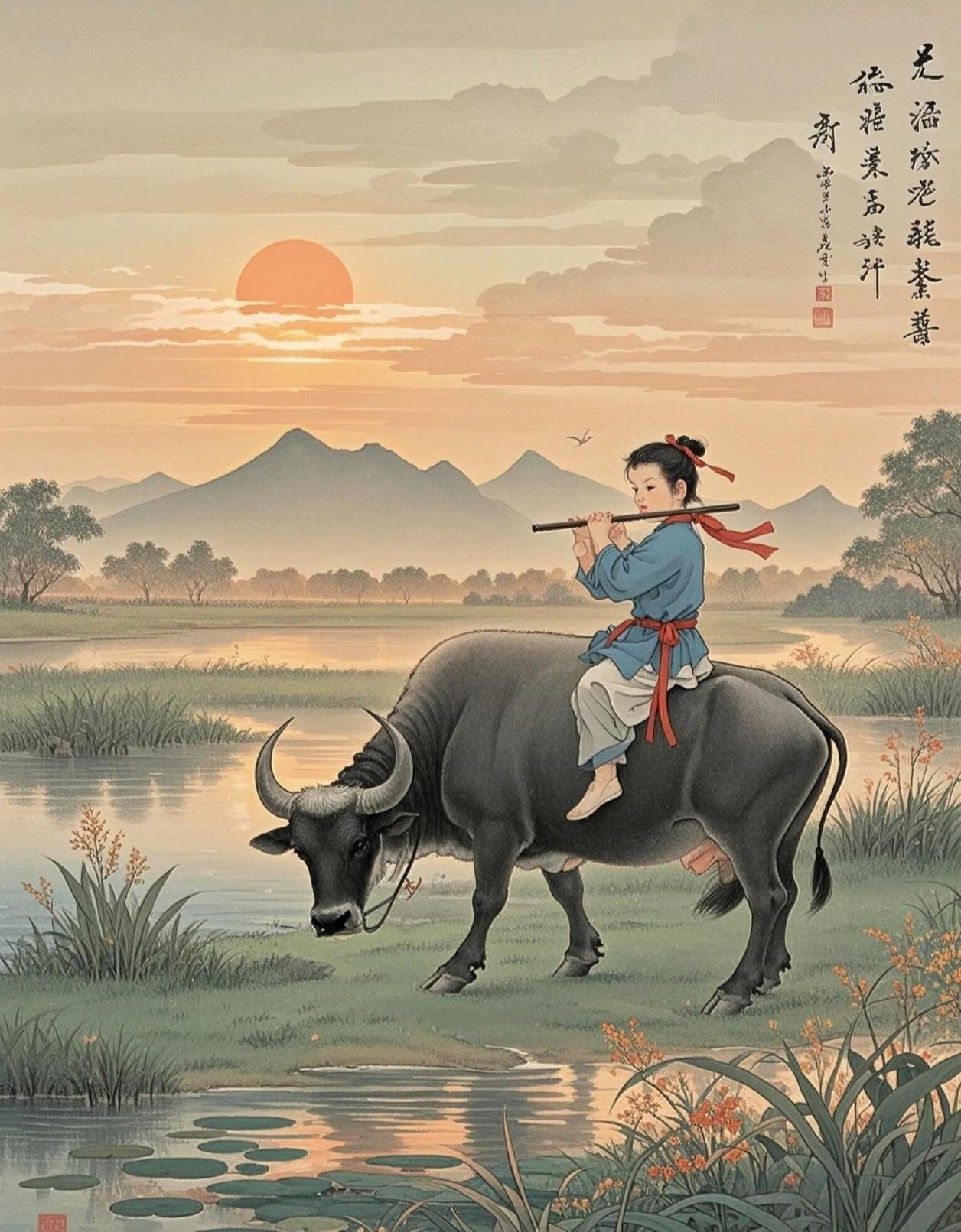 【笑不活了家人们！😆】近日，一段“大黄骑水牛”的视频刷屏网络，画风清奇又莫名和