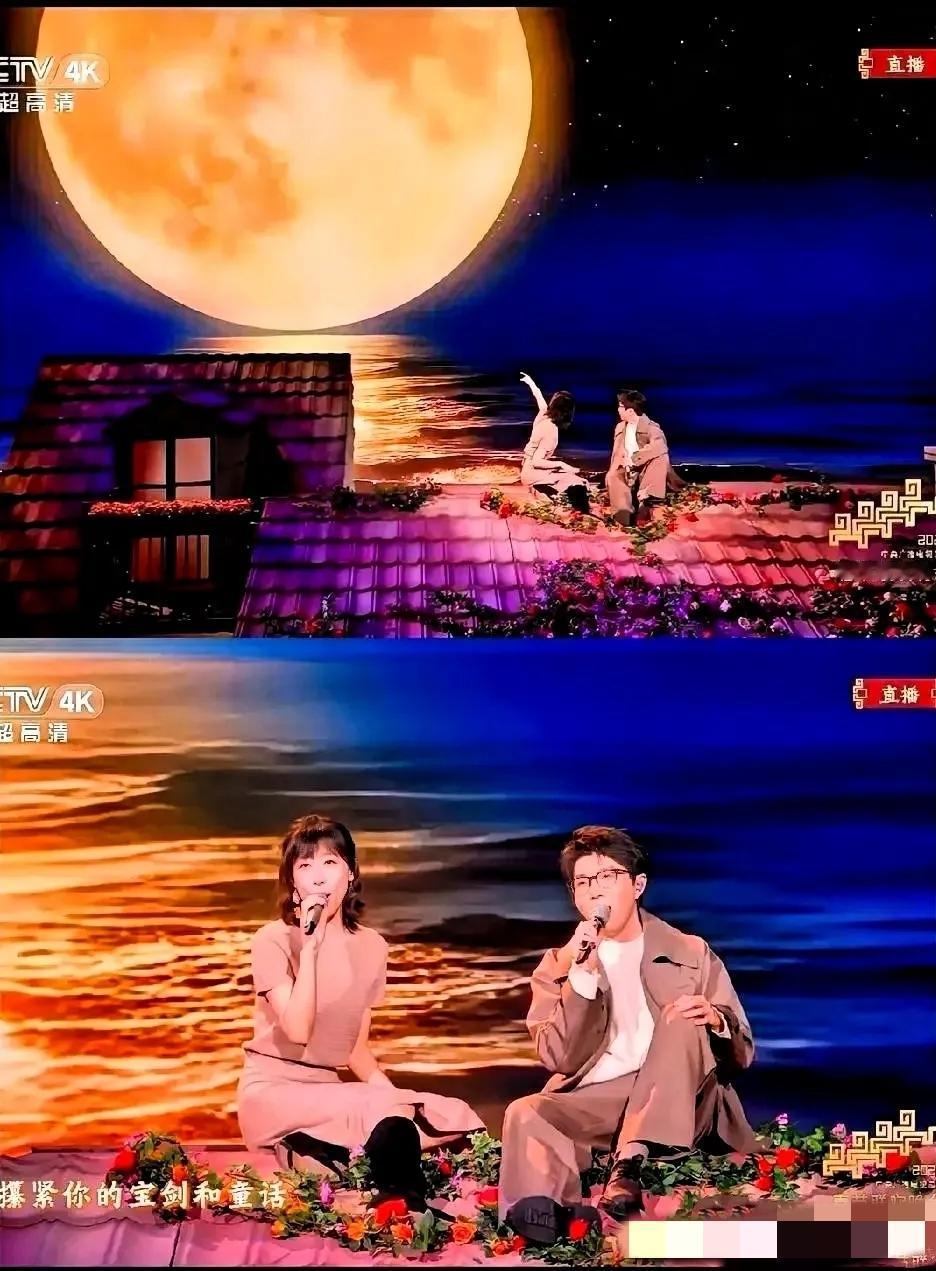 央视这次春晚的表现可谓是让人惊艳了，节目组这次邀请了任素汐和毛不易二位坐在屋顶上