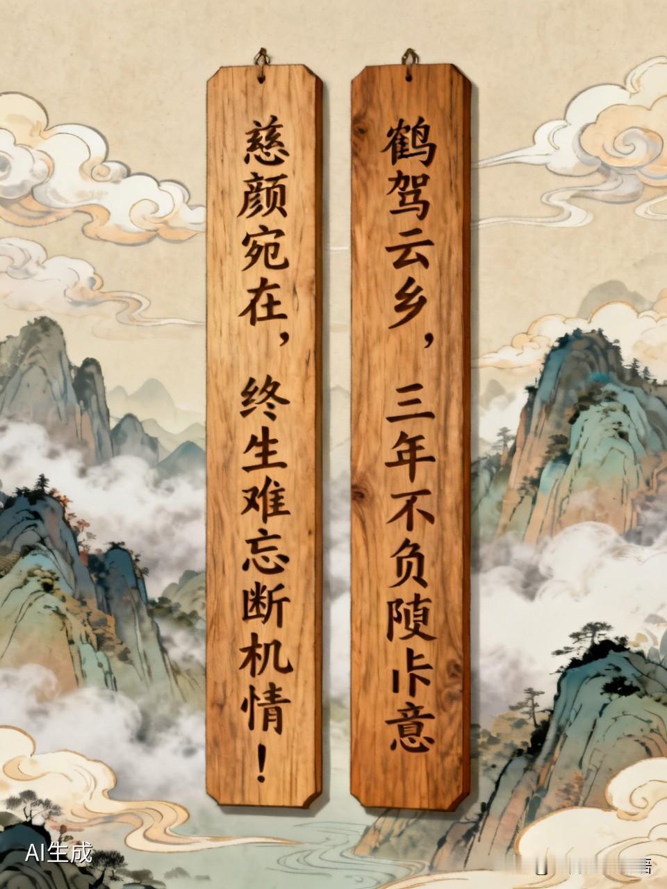 早年于木桐街，寻得两块晚清民国时代木板所刻制对联，其上刻着一副悼念父母的挽联。