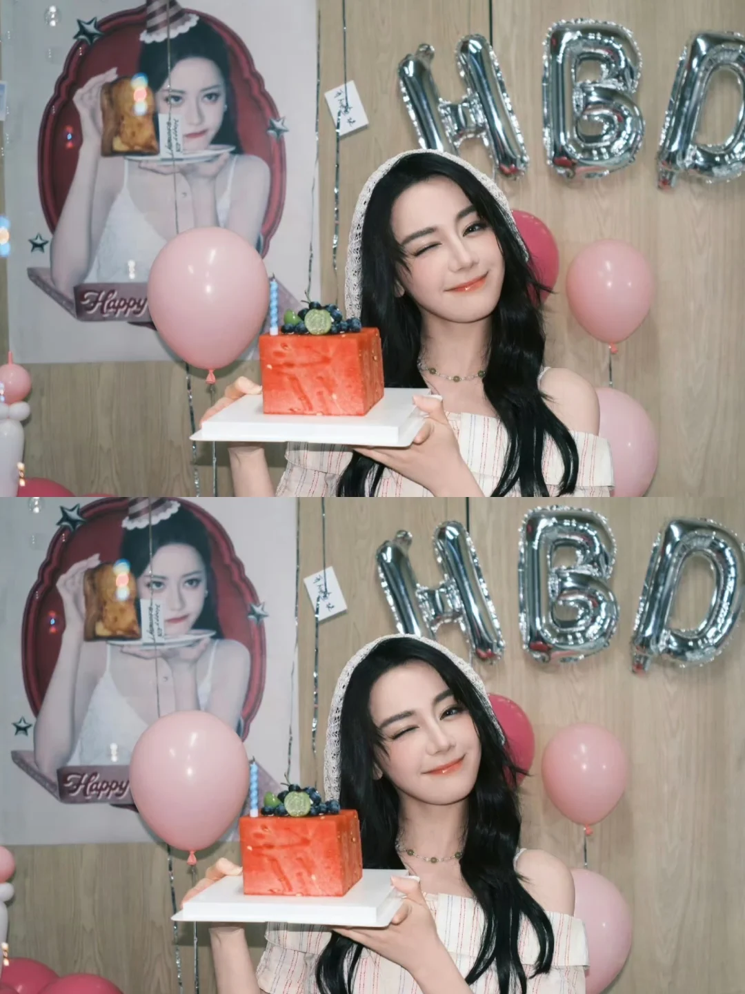 迪丽热巴如愿收到了方形西瓜蛋糕🍰