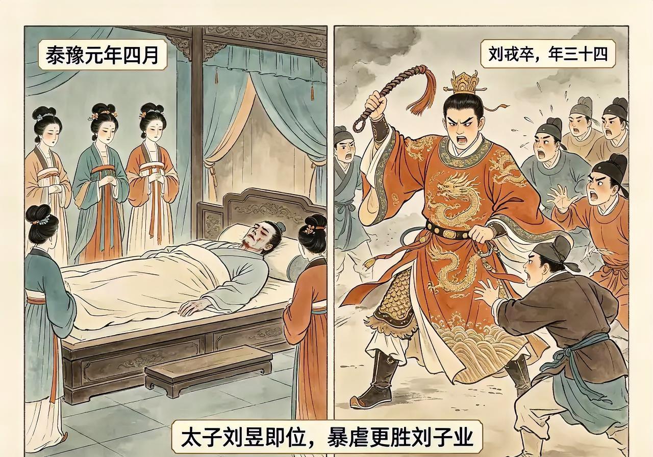 公元470年，南朝宋皇帝刘彧举行宫宴，要求女眷全都赤裸着身子参加，皇后在一旁用扇