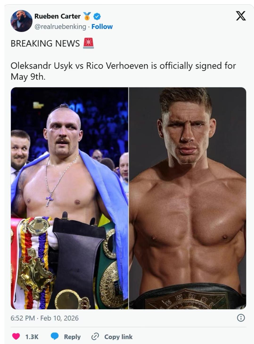 最新消息：乌西克要打踢拳冠军范霍文，跨界的比赛，挣钱是第一位！

根据拳击记者鲁