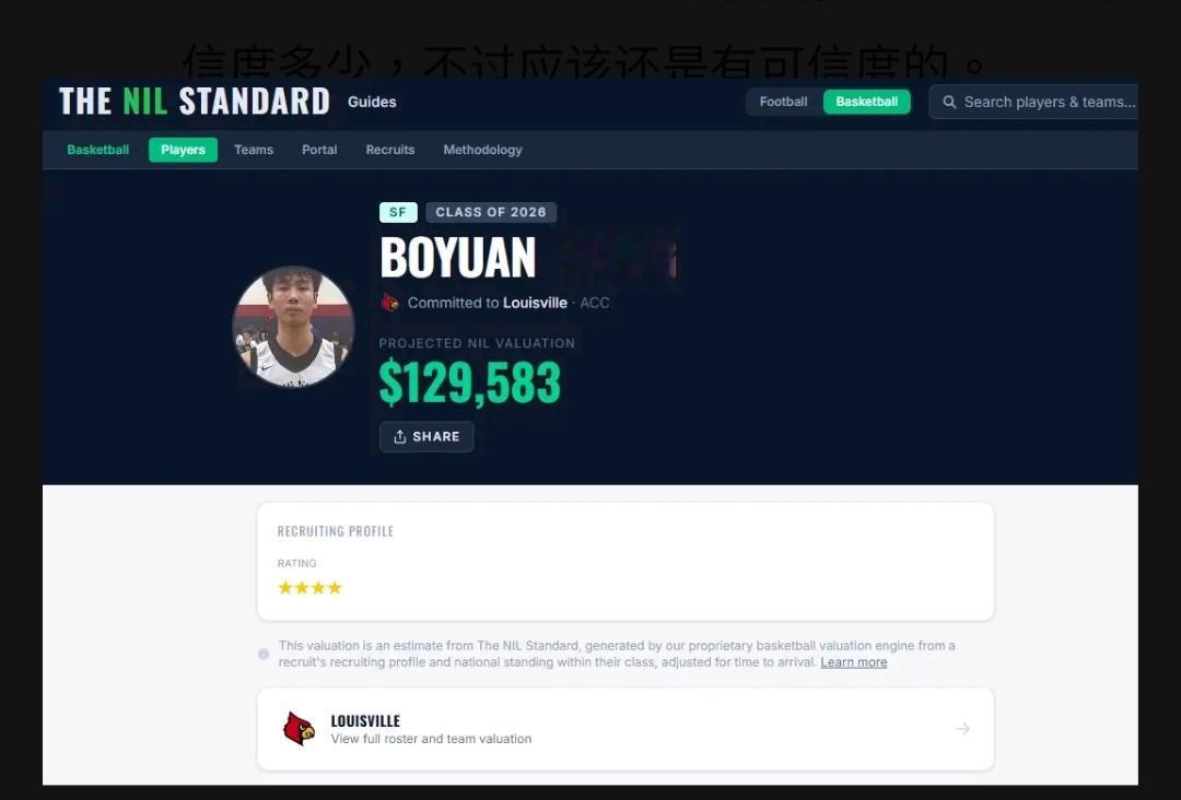 张博源第一年的NIL预估大概12.9w刀，这个数字在cba a类合同里面算是很高