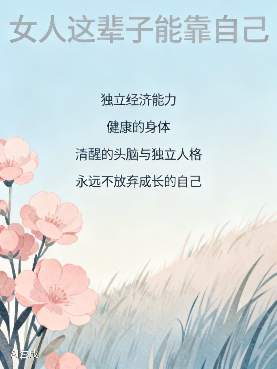 女人这辈子能靠谁？答案很残酷，只能靠自己。
父母会随着时光老去，终有无力庇护我们