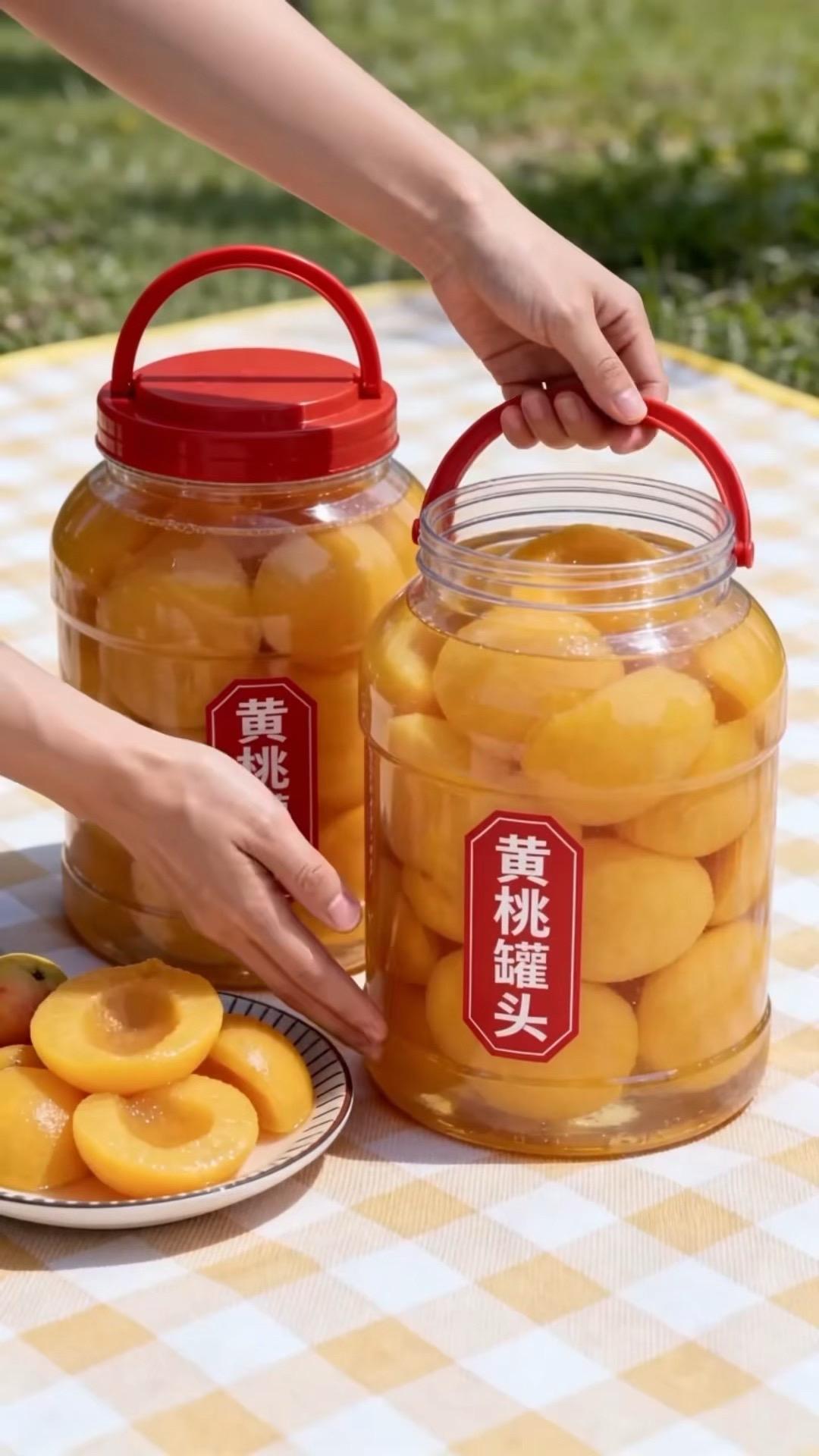 脆嫩黄桃浸满清甜汤汁，每一口都鲜爽多汁，野餐、追剧都超搭，满满一罐超满足！✨