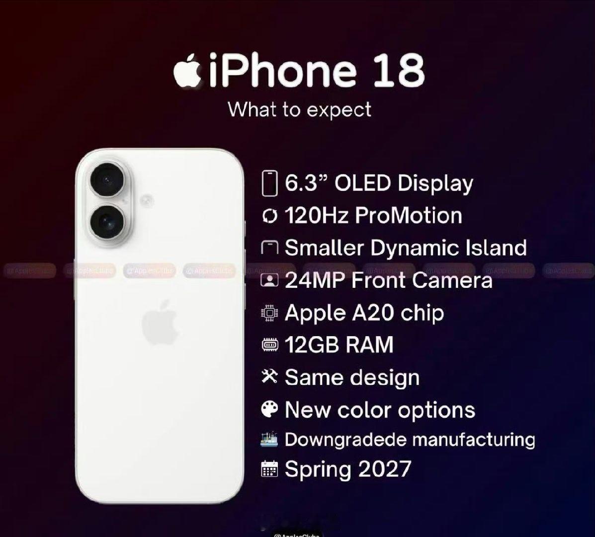 iPhone18标准版爆料汇总配置明升暗降，大部分消费者可能都感觉不到 