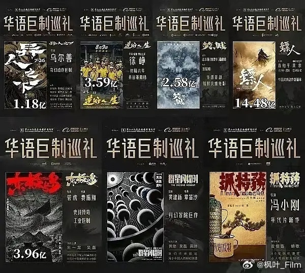 大麦（阿里）的7部华语巨制巡礼，随着《抓特务》最新预测掉到1.27亿，已上映的6