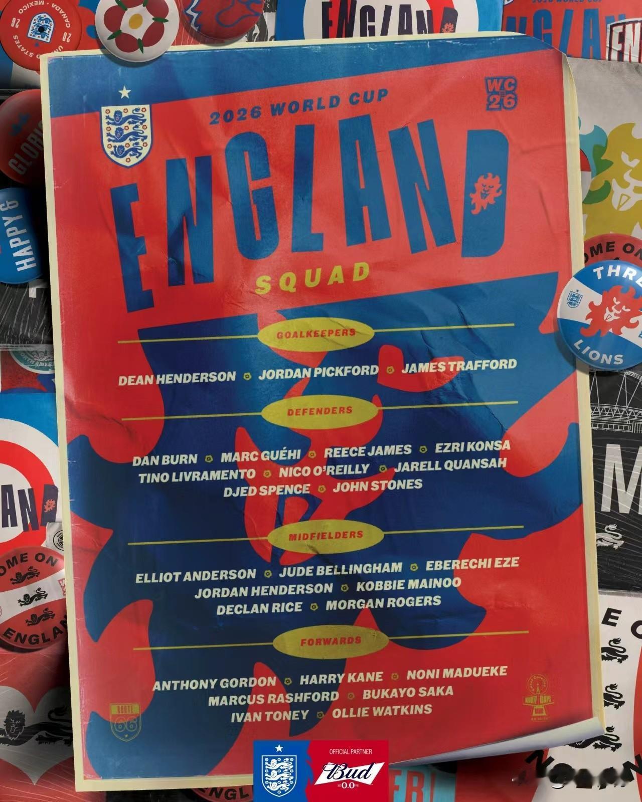 看英超上咪咕视频！5月22日，英格兰队公布了出征世界杯26人名单，德甲冠军哈里-