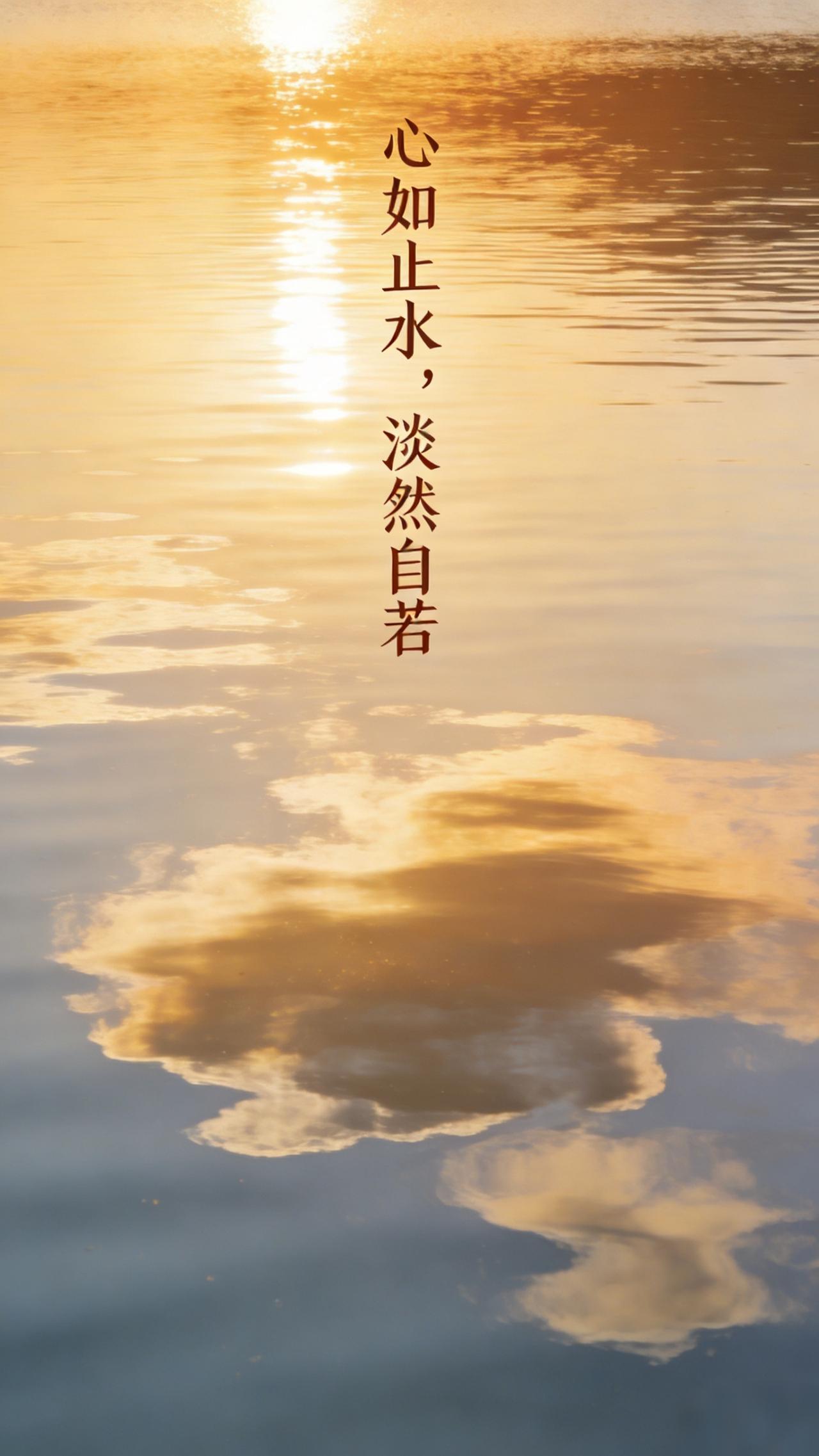 《七绝·心如止水》
浮世喧嚣皆过眼，
心如止水自安然。
风来不动波澜起，
淡看人